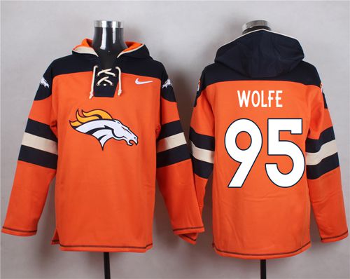 Nike Broncos #95 Derek Wolfe Orange Player Pullover NFL Hoodie - Click Image to Close